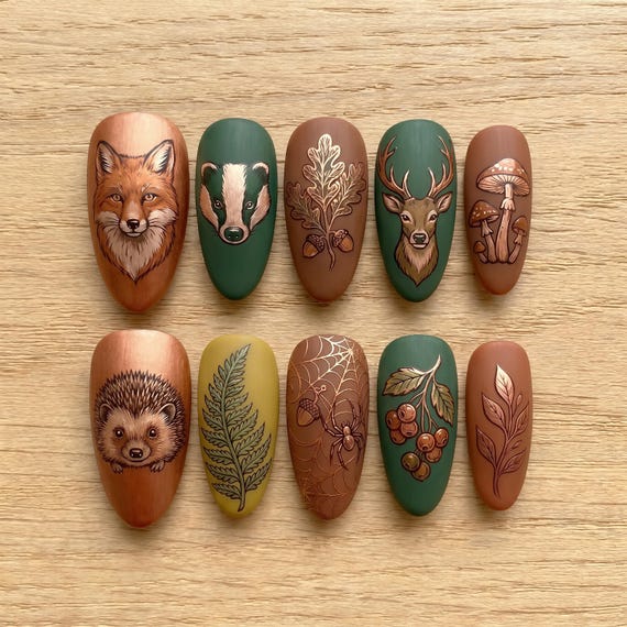 20 Fall Nail Ideas With Leaves, Plaid and Cozy Colors 10 Woodland Animal Portraits