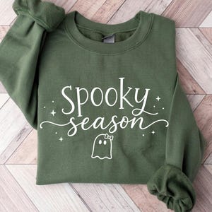 Comfort Colors Spooky Season Ghost Sweatshirt, Halloween Crewneck, Minimal Fall Pullover
