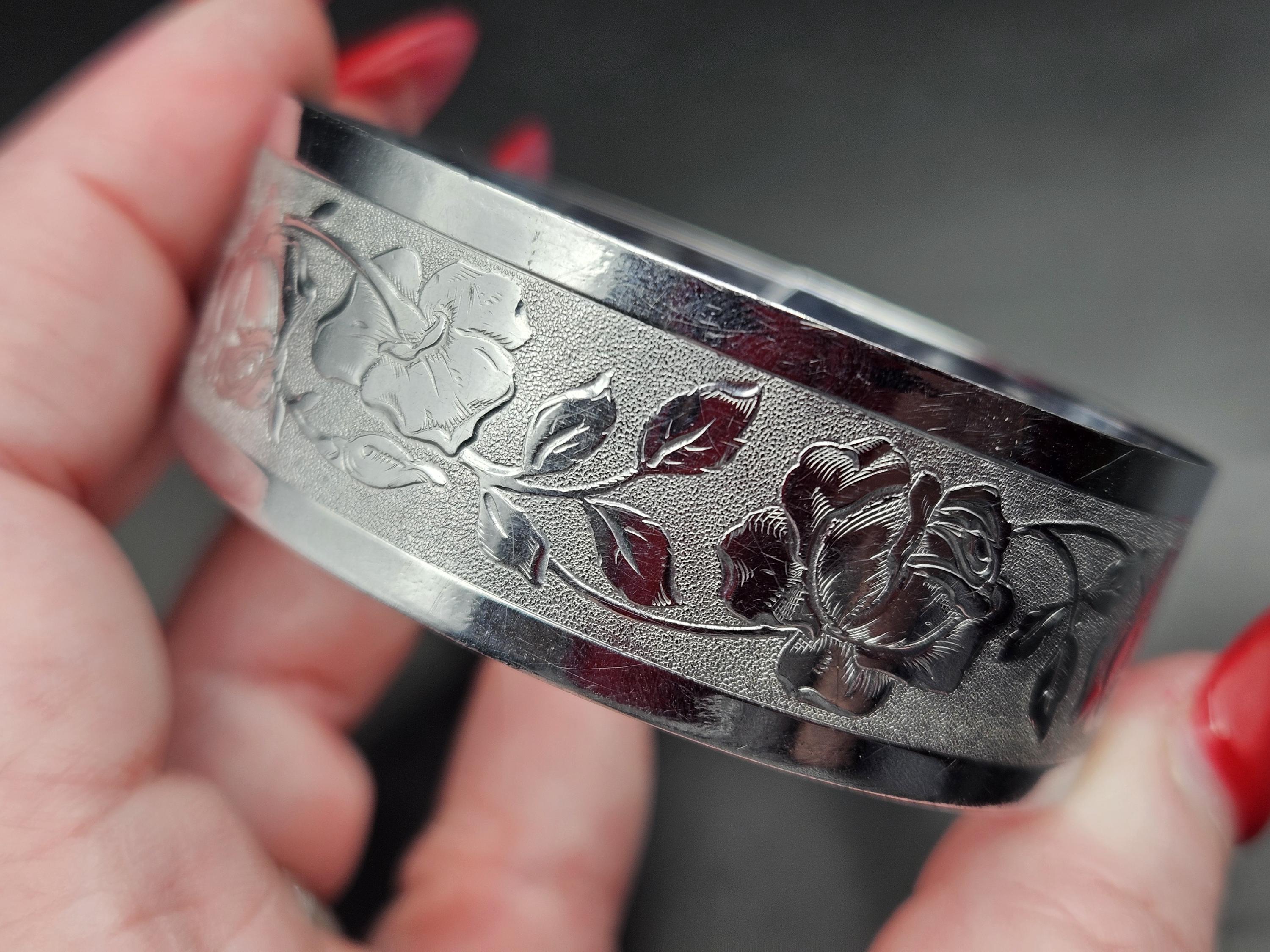 Bracelet Rigide Ouvrant Art Déco Argenté – Ancien, Orfèvre BF, Bon État