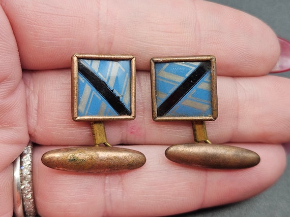 Pince à Cravate Vintage Art Déco 1930 – Initiale D – Bleu – Vieux Stock Neuf
