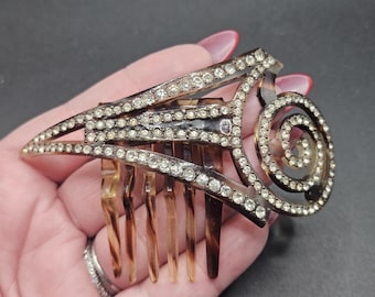 Antique 1930s Art Deco French Art Deco Paste and Dotwork Comb