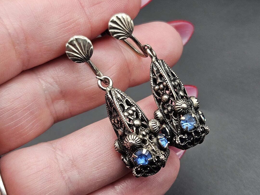 Vintage Round Glass Zinc Alloy Artisan Drop Earrings