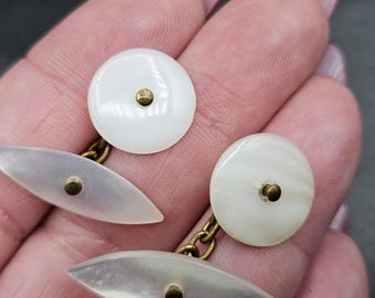 Boutons De Manchette Anciens Art Déco - Or 15k, Gravés, Australie
