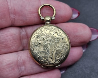 Antique Victorian Rolled Gold Double Sided Engraved Vertical Opening Locket 9.2g