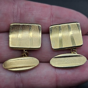 Vintage Mid Century 1950s Goldtone Larger Sized Chain Linked Cufflinks