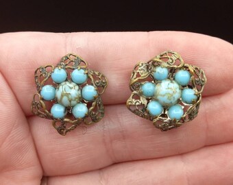Boucles D'oreilles à Vis Argent Massif Années 1930 - Bijou Créateur Rare, Occasion