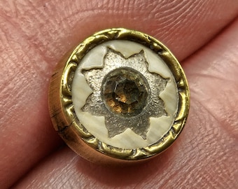 Antyczna edwardiańska szpilka do kapelusza z masy perłowej i pasty, 15,5 cm