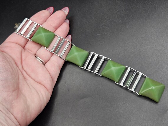 Antique 1930s Art Deco Machine Age Green Galalith Gal… - Gem