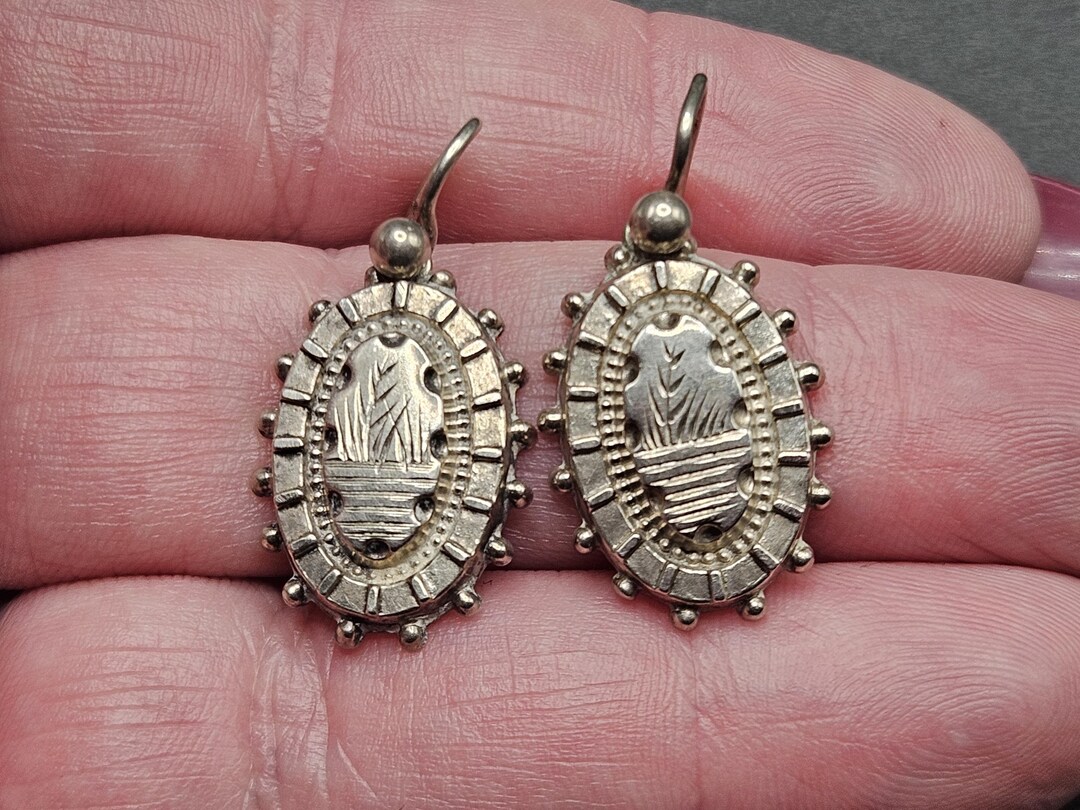 Antique Silver Victorian Aesthetic Era Drop Earrings Reeds 2.7g - Etsy