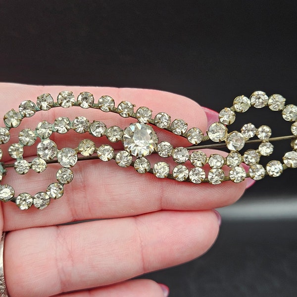 Antique Edwardian Large Paste Brooch Sparkle Diamante