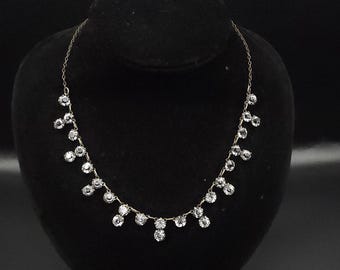 Antique Edwardian Open Back Glass Riviere Droplet Necklace Czech