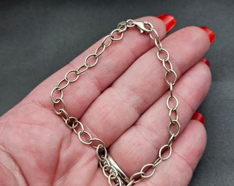 Vintage Silver Oval Chain Delicate Bracelet 3.1g