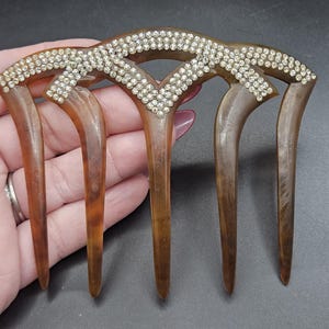 Antieke Victoriaanse of Edwardiaanse pasta grote haarkamspeld Torty celluloid