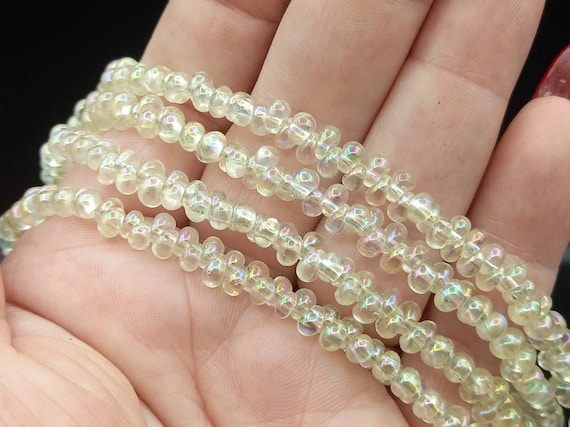 Antique 1930s AB Clear Glass Beaded Double Strand… - image 1
