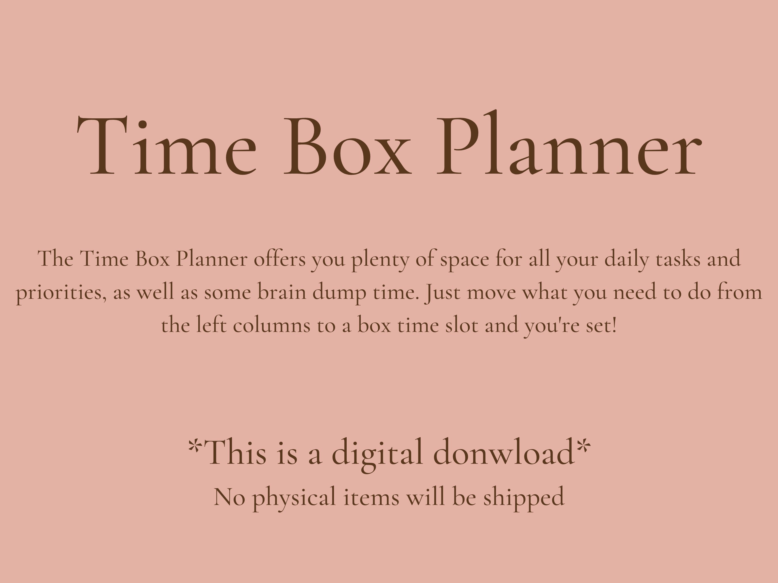 Timing Box Planner, Time Box Planner, Organize Planner, Time Blocks ...
