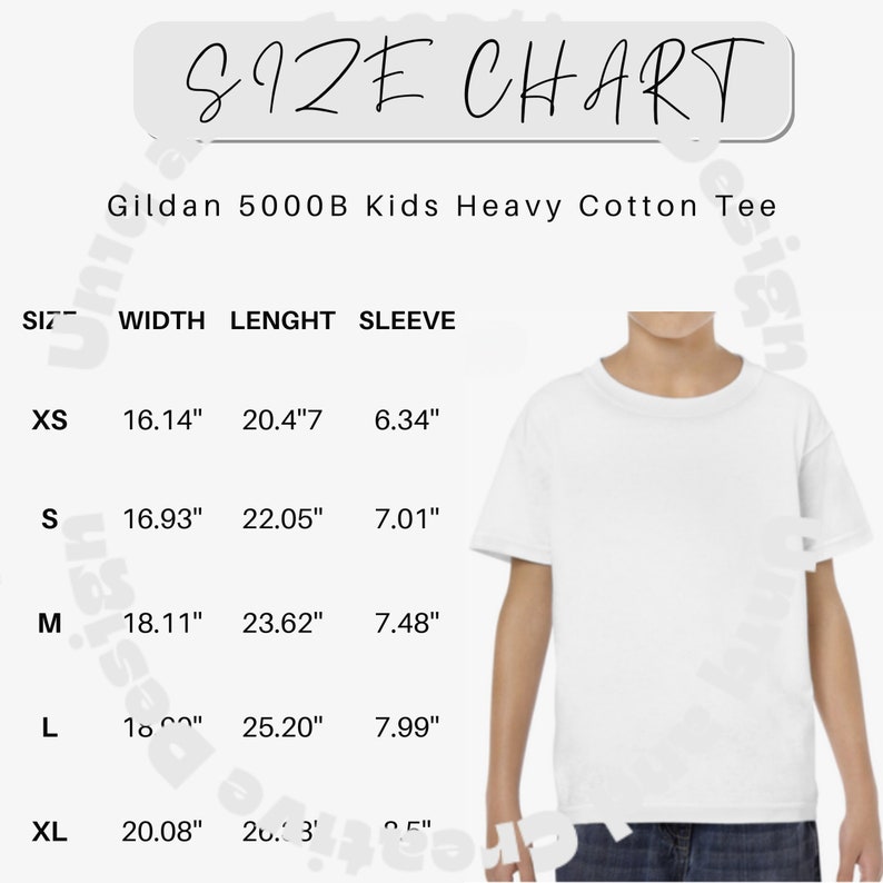 Gildan 5000B Size Chart Youth Tshirt Size Chart 5000B Mockup G5000B Tee