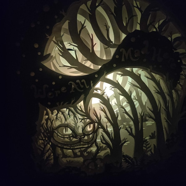 Cadre lumineux décoratif inspiré par Alice au pays des merveilles  (Lightbox)