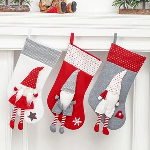 Medias navideñas personalizadas / Medias familiares de gnomos / Medias para decoración navideña / Medias grandes / Regalos bonitos