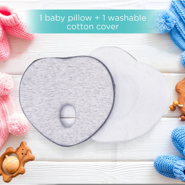 Baby Pillow w/ Free Cover | Hypoallergenic Memory Foam | Baby Head Support Cushion Pillow for Infant or Toddler-Free Shipping!