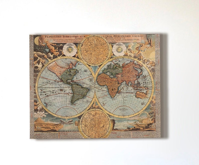 Abstract World Map Wood World Map Reclaimed Wood Wall Art Hanging Wall