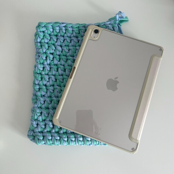 Handmade Crochet IPad tablet Sleeves | Chunky T-Shirt Yarn IPad tablet Covers | cover sleeve two tone colours IPad cases