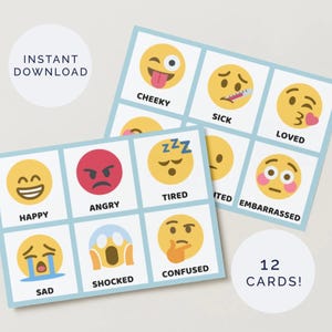 Emotion Face Flashcards Feeling Flashcards Social Emotional Learning Visual Learner Printables Digital