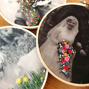 Heidi Hummingbird: Personalised photo print customise your own embroidery hoop kit