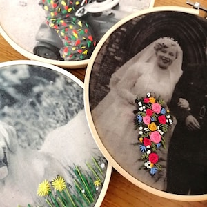 Personalised photo print customise your own embroidery hoop kit