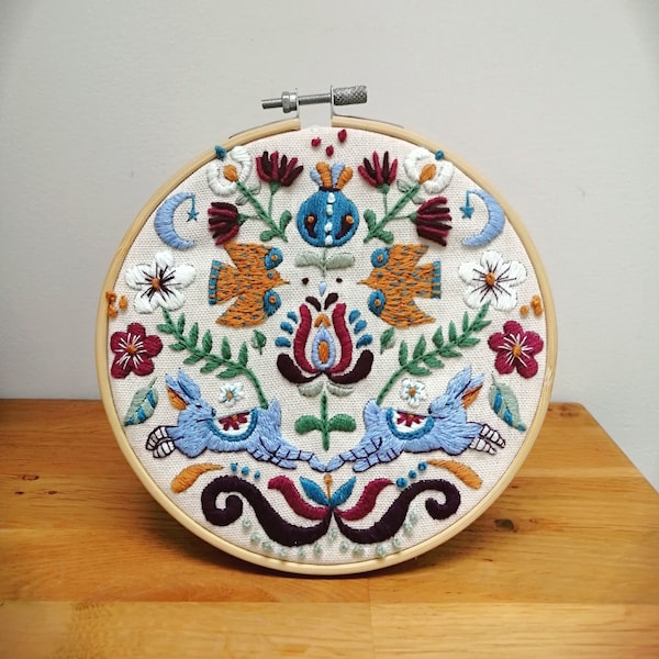 Heidi Hummingbird forest rabbit Embroidery hoop art kit