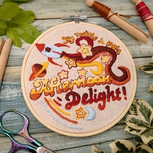 Heidi Hummingbird: PDF pattern download Afternoon Delight The Anchorman movie embroidery hoop art Beginner friendly