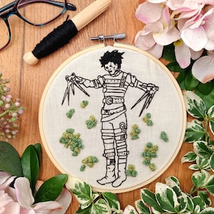 Heidi Hummingbird PDF PATTERN Download Edward Scissorhands 1990 movie fan art embroidery hoop kit Beginner friendly