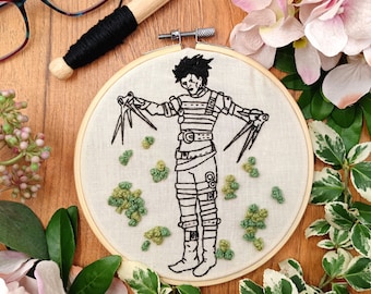 Heidi Hummingbird PDF PATTERN Download Edward Scissorhands 1990 movie fan art embroidery hoop kit Beginner friendly