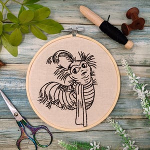 Heidi Hummingbird: PDF PATTERN The Labyrinth worm retro 1980s movie embroidery hoop art Beginner friendly