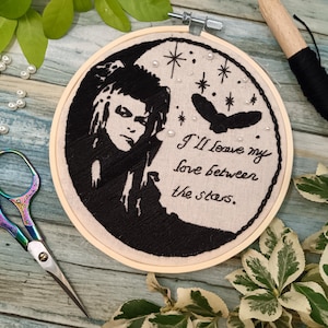 Heidi Hummingbird PDF PATTERN Download The labyrinth Jareth the goblin king embroidery hoop art Beginner friendly