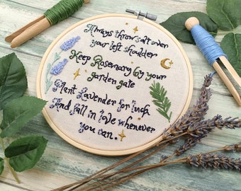 Heidi Hummingbird PDF Pattern Download Practical Magic 90s nostalgia witchcraft celestial embroidery hoop art Beginner friendly