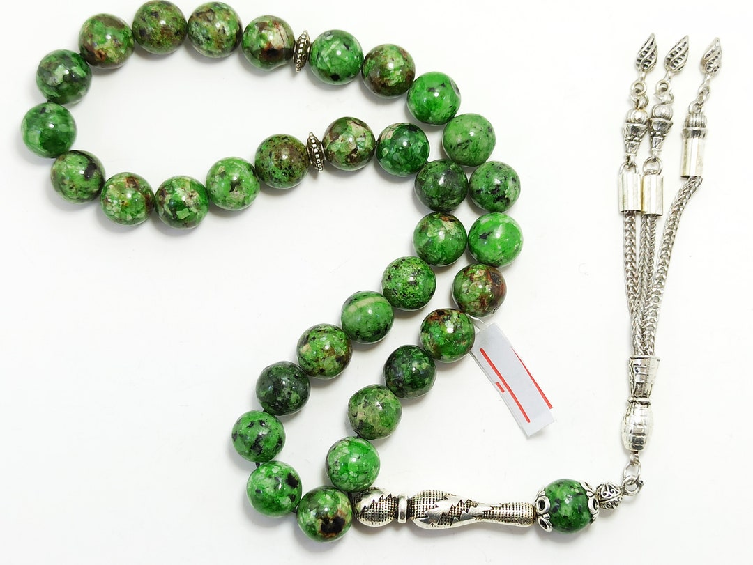 Real Jade Stone, Gemstone, Jade, Islamic Prayer, Rosary, Tasbih 33