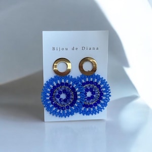 Aurélie | Elegante große bunte Ohrringe | Handgefertigter Schmuck | Boho Ohrringe | blaue Ohrringe | Mamma Mia Ohrringe