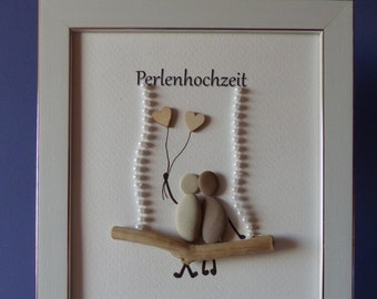 Hochzeitsgeschenk | Perlenhochzeit, 30 Jahre | Hochzeit | Geschenk Steinbild DinA4 personalisierbar | handmade