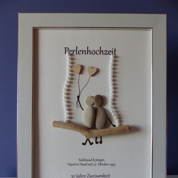 Hochzeitsgeschenk | Perlenhochzeit, 30 Jahre | Hochzeit | Geschenk Steinbild DinA4 personalisierbar | handmade