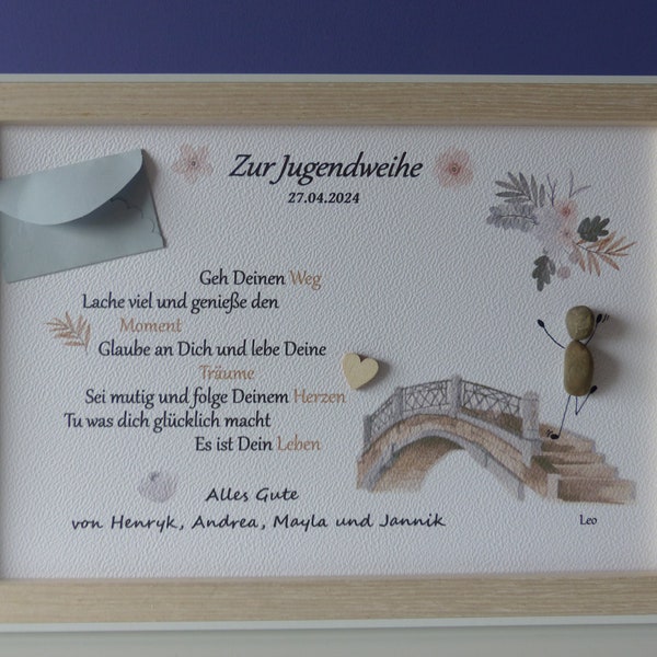 Steinbild | Geschenk | Kommunion | Konfirmation | Jugendweihe Unikat & Personalisierbar | Gutschein