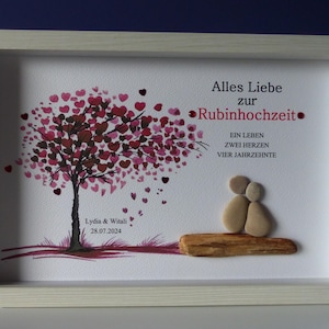Bild | Geschenk | Steinbild | Unikat | Hochzeit | Ehe  | Rubinhochzeit | Personalisierbar | DIN A4 | 40 Jahre