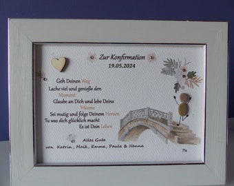 Steinbild | Geschenk | Kommunion | Konfirmation | Jugendweihe Unikat & Personalisierbar DIN A5