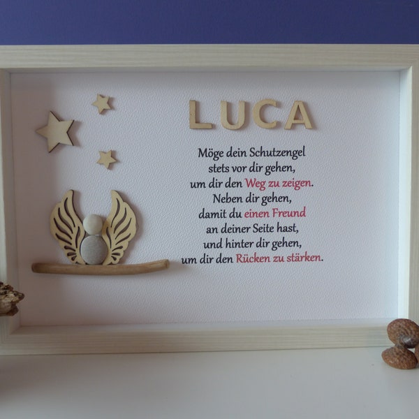 Steinbild | Bild | Geschenk | Schutzengel | Engel | Geburtstag | Taufe | Kommunion | handmade | personalisiert