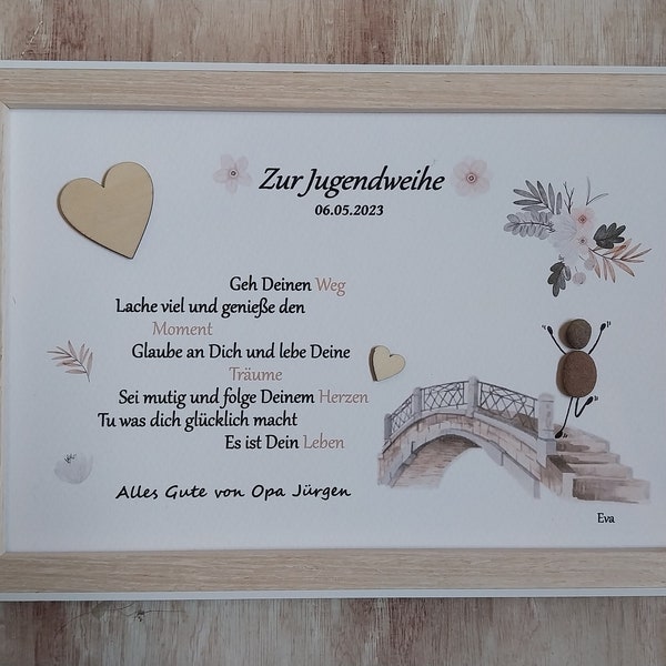 Steinbild | Geschenk | Kommunion | Konfirmation | Jugendweihe Unikat & Personalisierbar | Gutschein