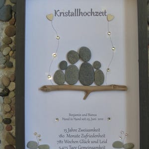 SONDERANFERTIGUNG Hochzeitsgeschenk | Kristallhochzeit, 15 Jahre | Hochzeit | Geschenk Steinbild DinA4 personalisierbar | handmade