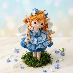 Flower Fairy Doll Crochet Pattern, Amigurumi Blue Fairy Tutorial, Forest Pixie Doll Pattern, DIY Magical Doll, Instant Download PDF File