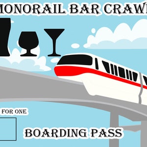 Cartão de embarque para monotrilho Barcrawl, cartão para impressão - DOWNLOAD INSTANTÂNEO