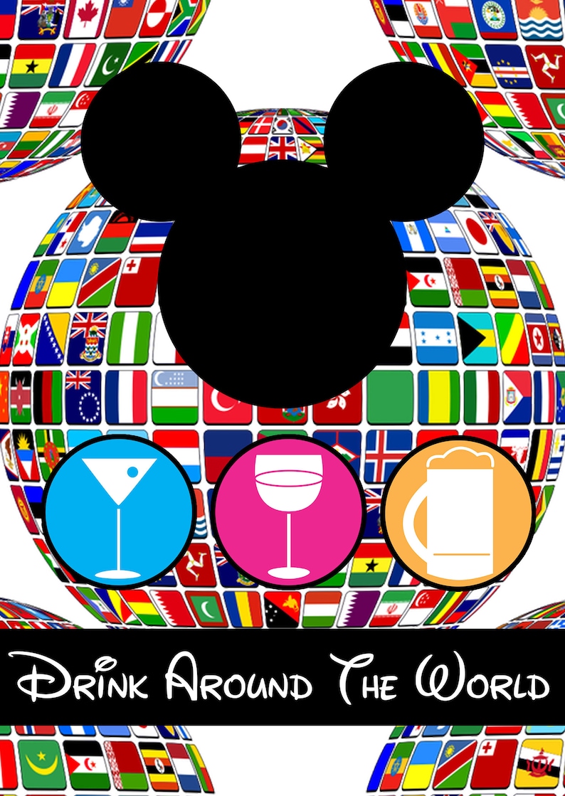 Drink Around the World Mickey Checklist Printable Card Etsy
