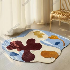 Hand Tufted Blue Rug Wool Area Modern Rugs For Livingroom Bedroom Kitchen Nursery Entryway Office 5X8 6X9 8X10 9X12 10X14 Custom Hall Rug