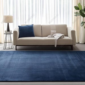 Hand Tufted Rug Solid Blue Wool Area Rugs For Livingroom Bedroom Kitchen Nursery Entryway Office 5X8 6X9 8X10 9X12 10X14 Custom Rug
